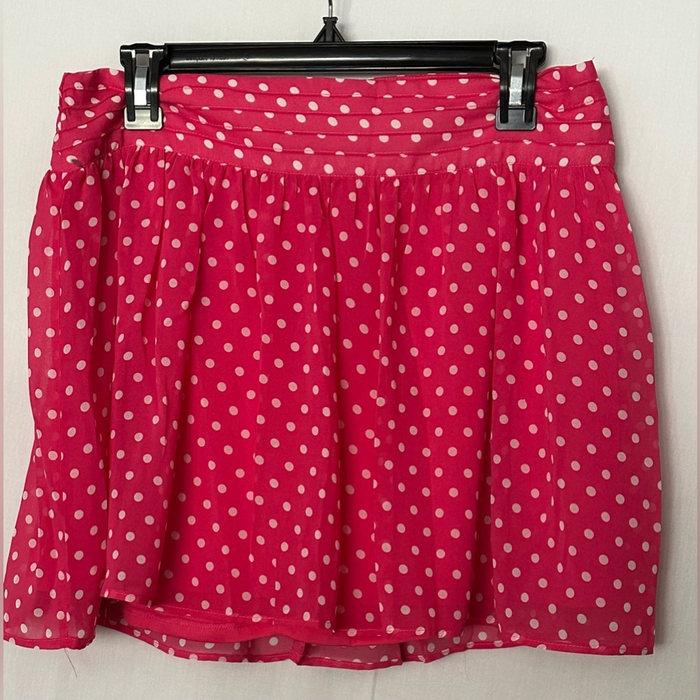 Olsenboye Women’s Raspberry Pink Polka Dot Lined Short Skirt, Junior Size 9